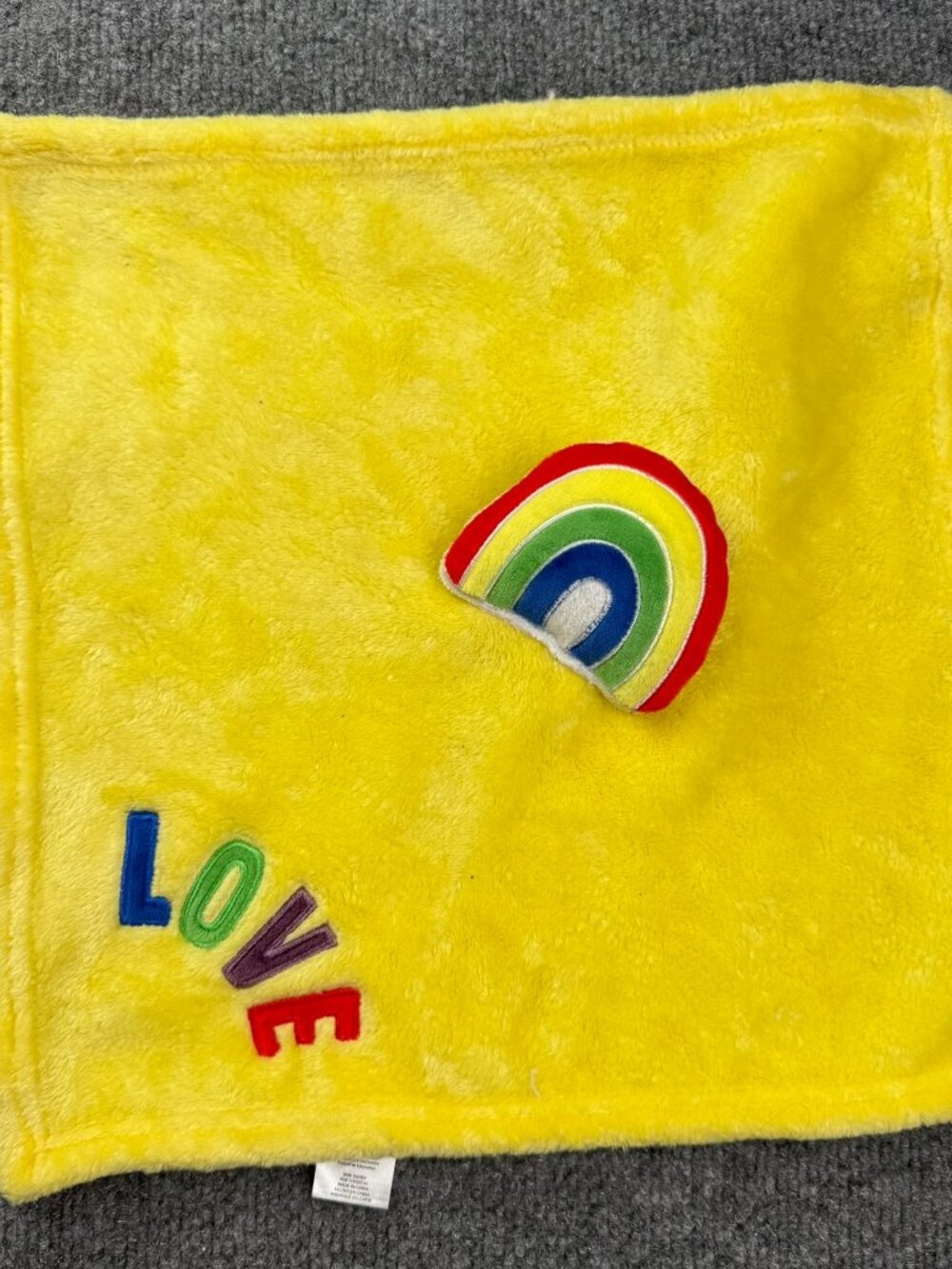 Chick Pea Baby Love Rainbow Lovey Security Blanket Plush Yellow Rattle 14"